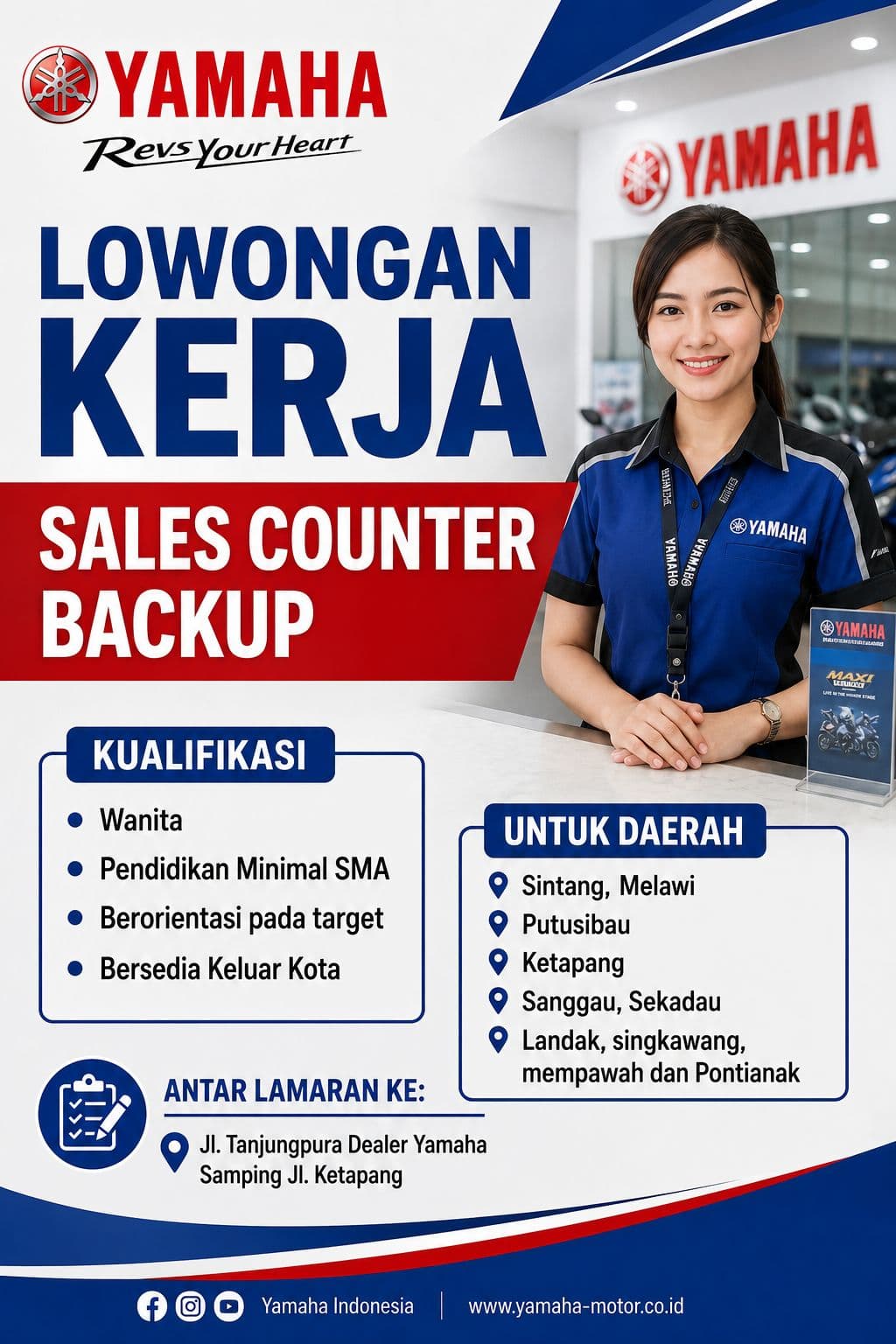 Flyer lowongan kerja Sales Counter Backup di PT Aneka Makmur Sejahtera, Kalimantan Barat - Karir UNTAN bursa kerja Pontianak Kalimantan Barat