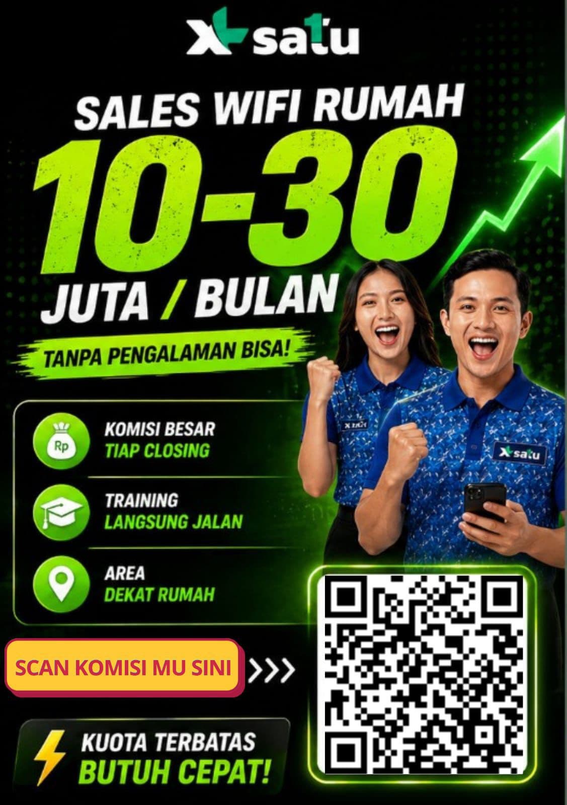 Flyer lowongan kerja Account Executive (Sales Wifi) di PT. KARYA SEJAHTERA ABADITAMA (XL SMART), Jl. Ahmad Yani (Ruko mega mall blok A1) - Karir UNTAN bursa kerja Pontianak Kalimantan Barat