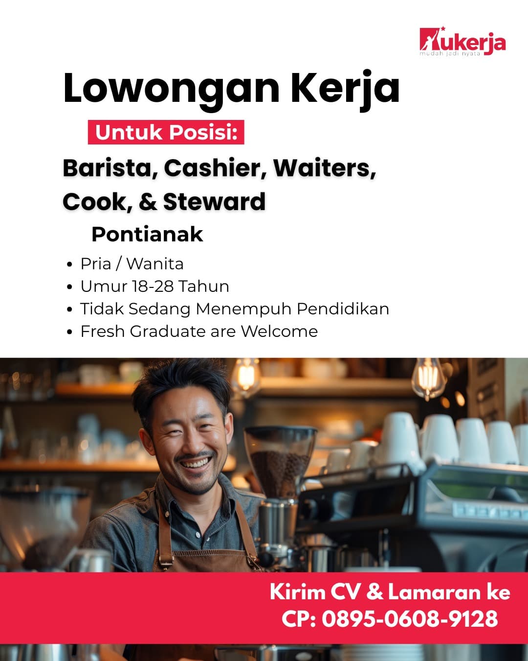 Flyer lowongan kerja kitchen di KUKERJA, Pontianak - Karir UNTAN bursa kerja Pontianak Kalimantan Barat