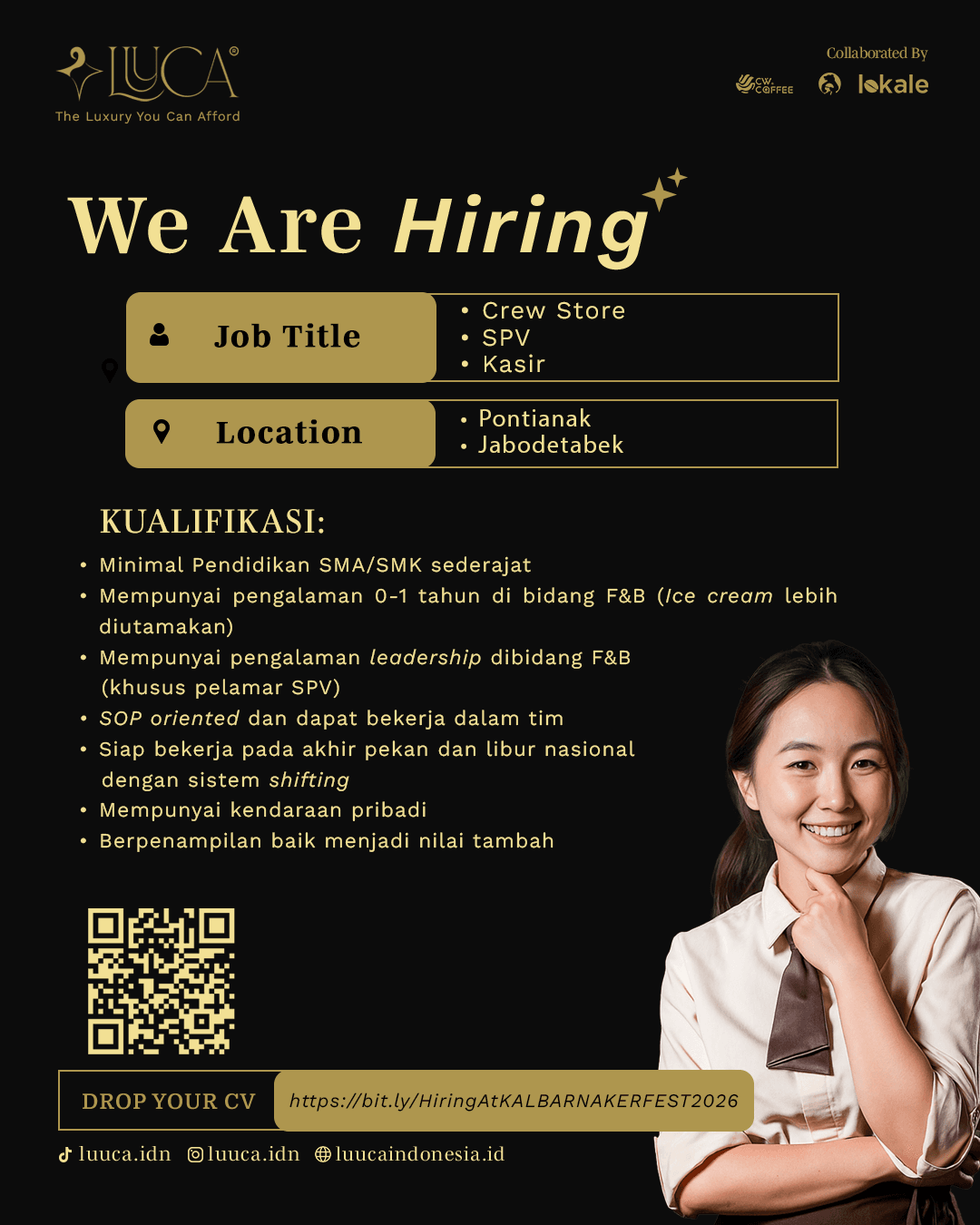 Flyer Luuca Indonesia (SPV, Barista, Kasir, Crewstore)