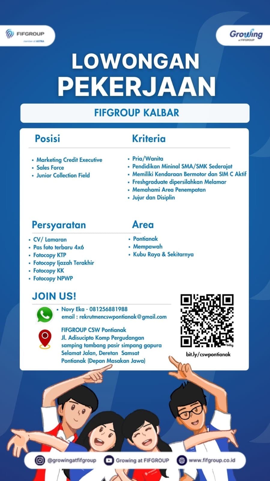 Flyer lowongan kerja Collection Field di PT FEDERAL INTERNATIONAL FINANCE, Pontianak, Kubu Raya, Mempawah - Karir UNTAN bursa kerja Pontianak Kalimantan Barat