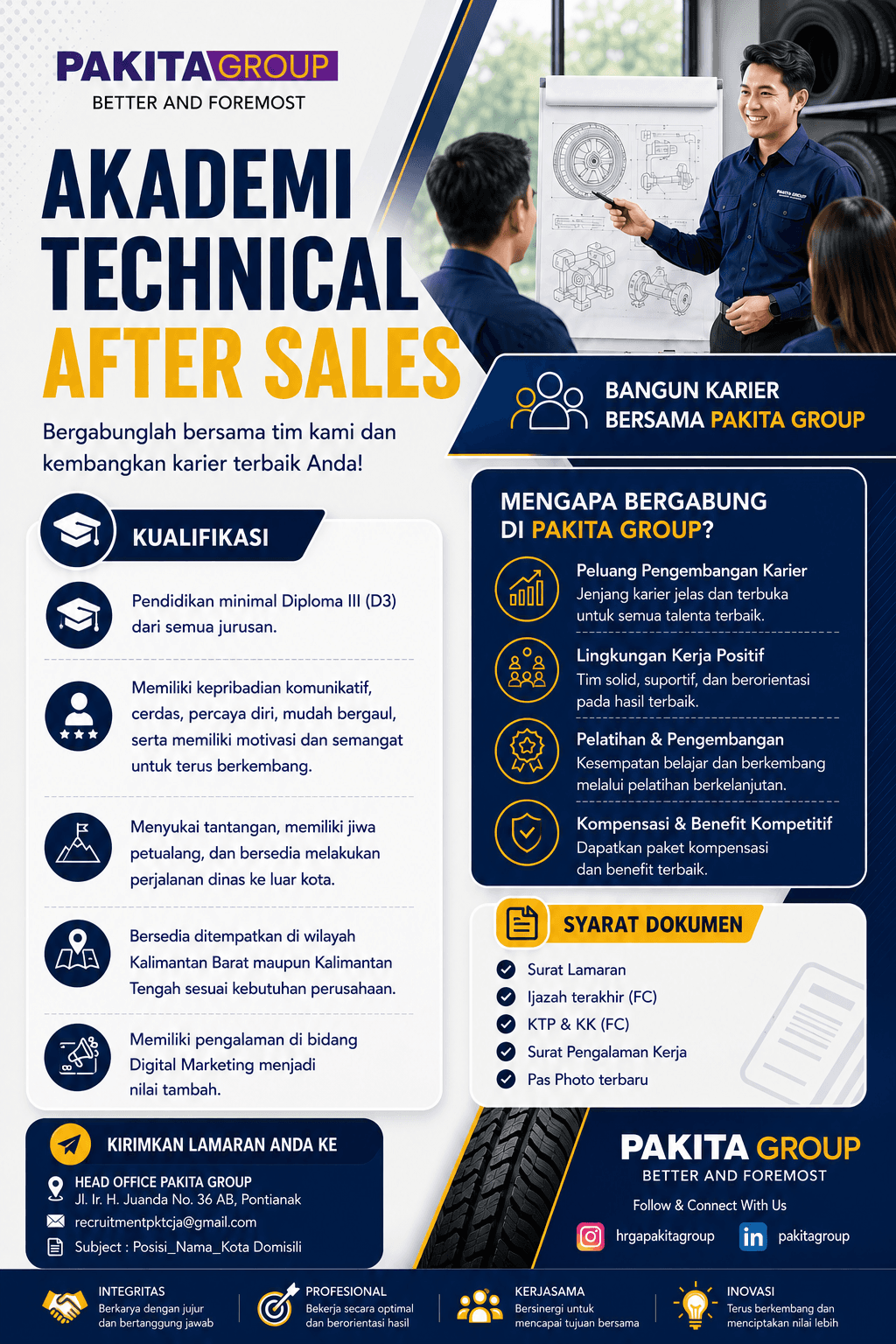 Flyer lowongan kerja AKADEMI TECHNICAL AFTER SALES di PT Pakita Jaya, Kalimantan Barat (Pontianak) atau Kalimantan Tengah - Karir UNTAN bursa kerja Pontianak Kalimantan Barat